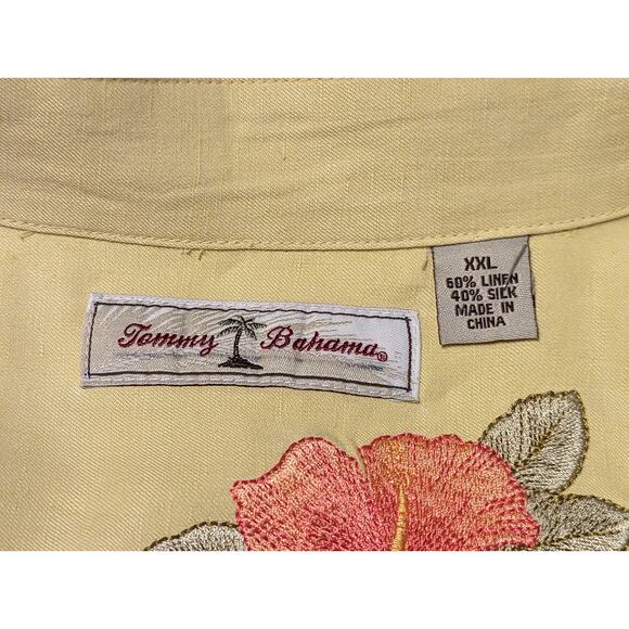 tommy bahama yellow button up collared vacation dress shirt plus size 2xl xxl - Picture 5 of 5